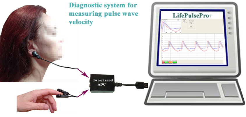 LifePulsePro+. Two pulse sensors measure PWV